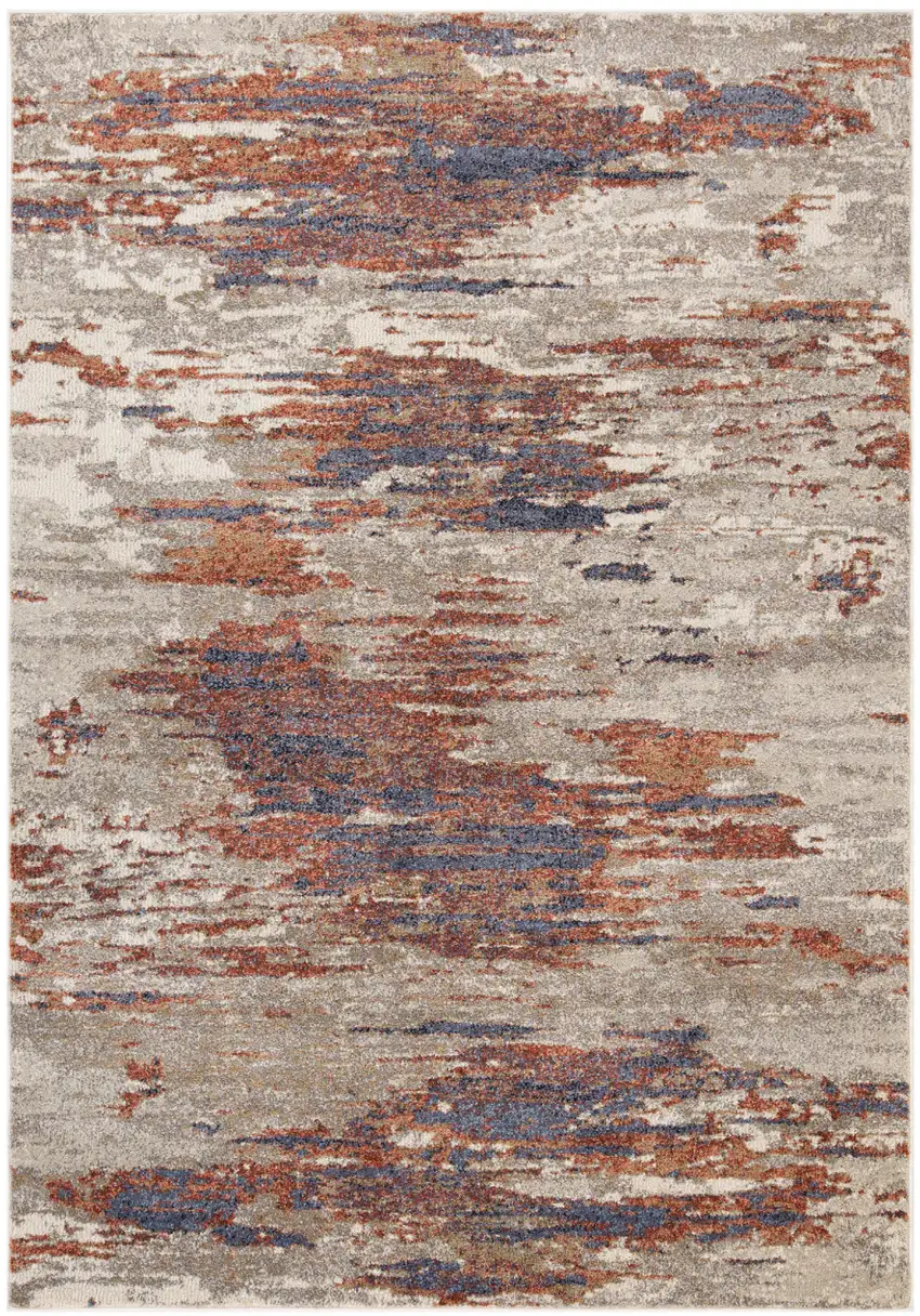 Beige Abstract Power Loom Area Rug Photo 1