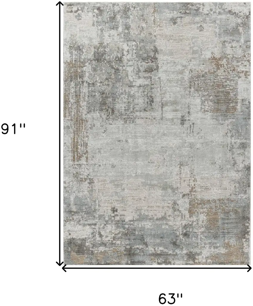 Beige Abstract Power Loom Stain Resistant Area Rug Photo 4