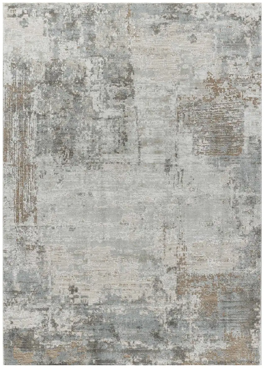 Beige Abstract Power Loom Stain Resistant Area Rug Photo 1