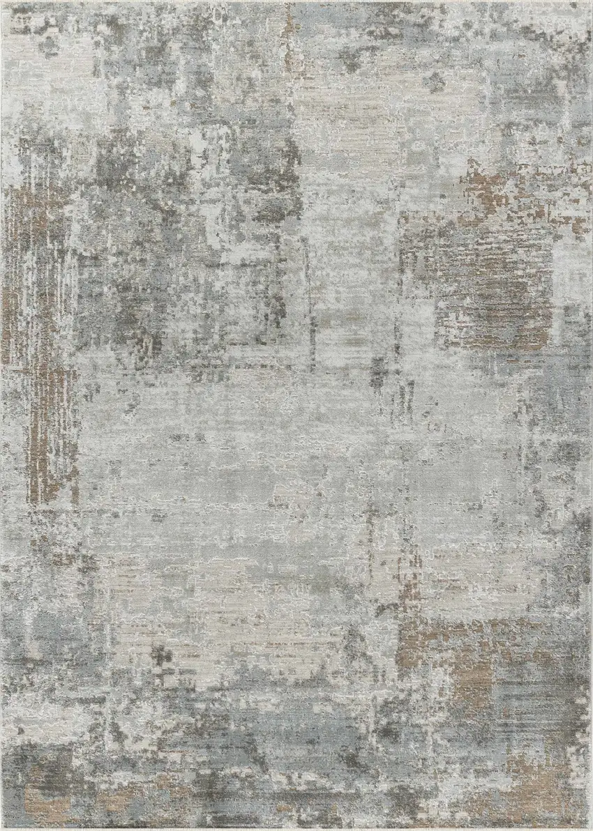 Beige Abstract Power Loom Stain Resistant Area Rug Photo 2