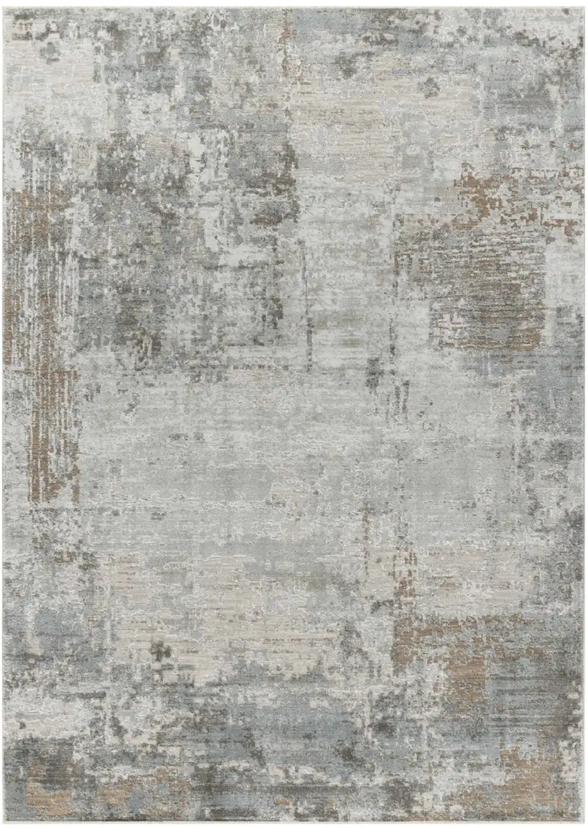 Beige Abstract Power Loom Stain Resistant Area Rug Photo 1