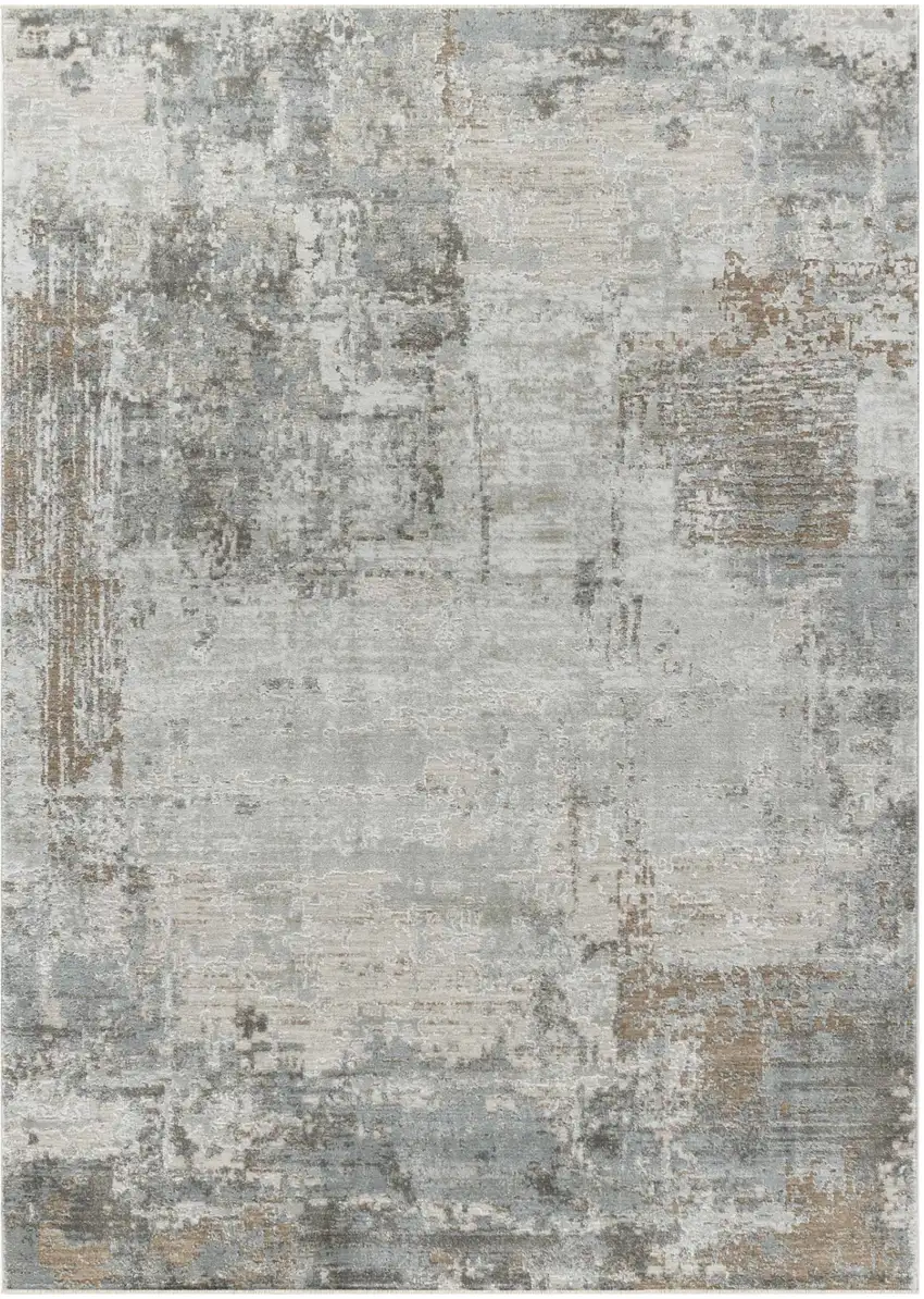 Beige Abstract Power Loom Stain Resistant Area Rug Photo 3