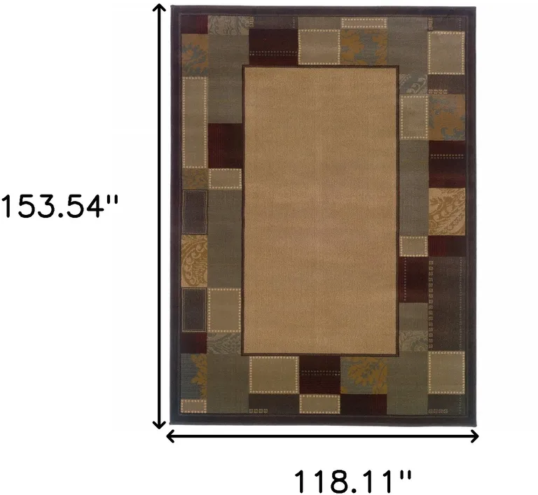 Beige Abstract Power Loom Stain Resistant Area Rug Photo 4