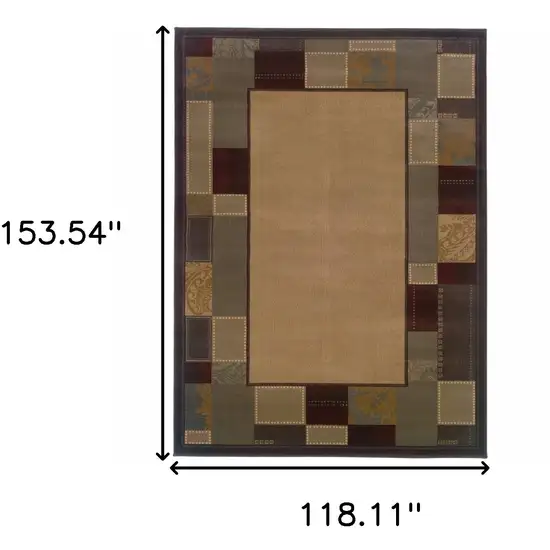 Beige Abstract Power Loom Stain Resistant Area Rug Photo 4