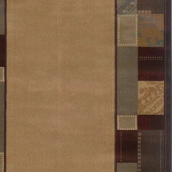 Beige Abstract Power Loom Stain Resistant Area Rug Photo 3