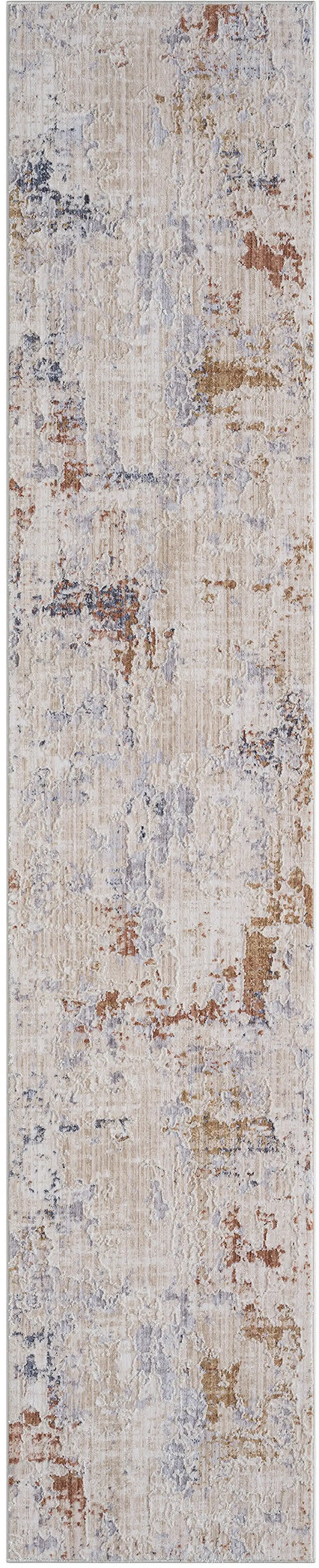 Beige Abstract Runner Rug Photo 1