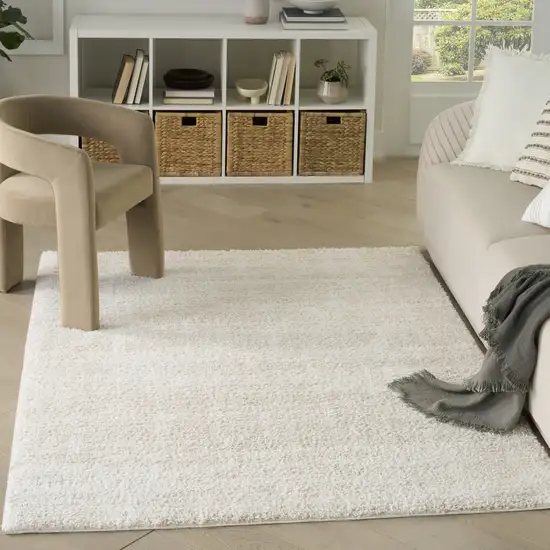 Beige Abstract Shag Distressed Area Rug Photo 5