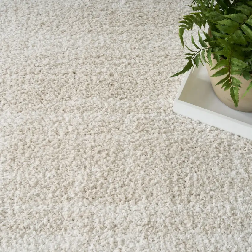 Beige Abstract Shag Distressed Area Rug Photo 6