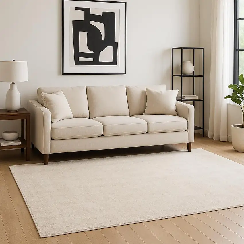 Beige Abstract Shag Distressed Area Rug Photo 1