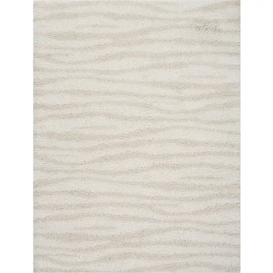 Beige Abstract Shag Power Loom Area Rug Photo 6