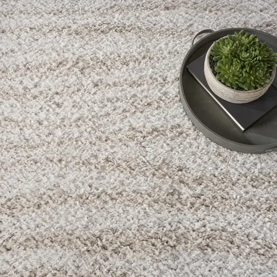 Beige Abstract Shag Power Loom Area Rug Photo 9