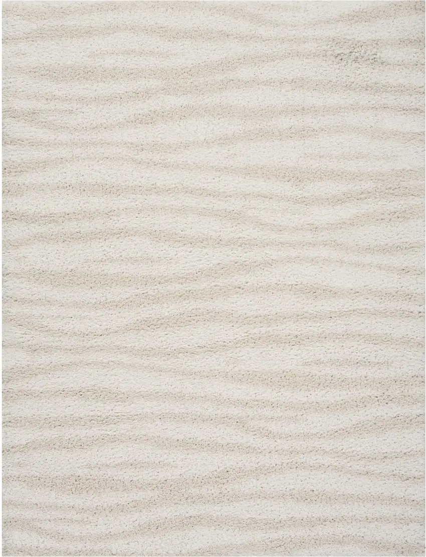 Beige Abstract Shag Power Loom Area Rug Photo 2