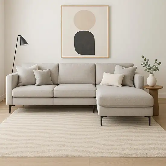 Beige Abstract Shag Power Loom Area Rug Photo 1