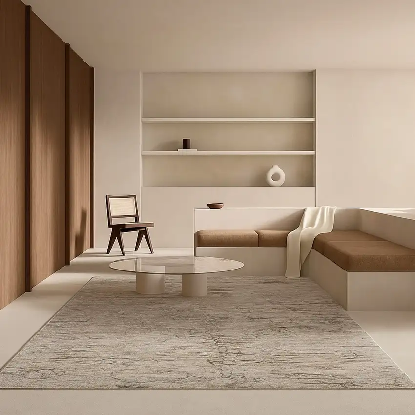 Beige Abstract Stain Resistant Area Rug Photo 6