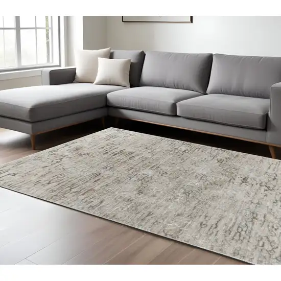 Beige Abstract Stain Resistant Area Rug Photo 2