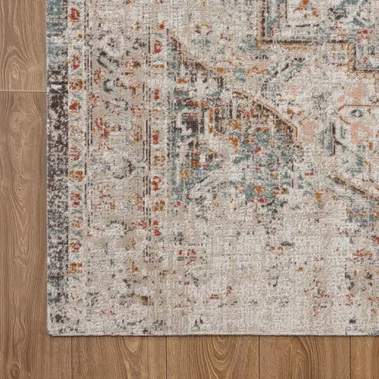 Beige Abstract Stain Resistant Indoor Outdoor Area Rug Photo 2