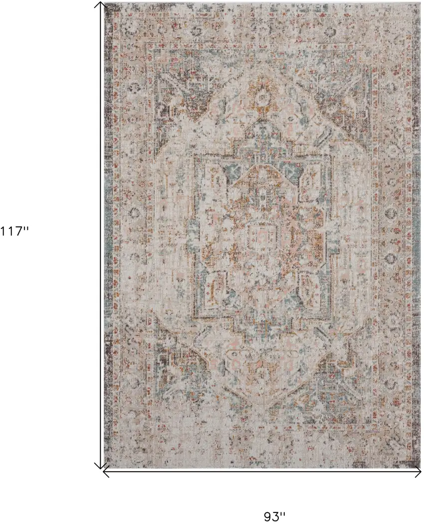 Beige Abstract Stain Resistant Indoor Outdoor Area Rug Photo 8