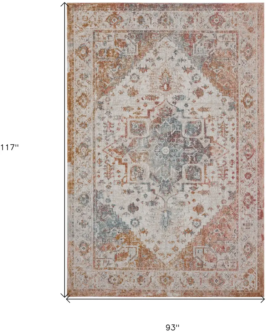 Beige Abstract Stain Resistant Indoor Outdoor Area Rug Photo 8