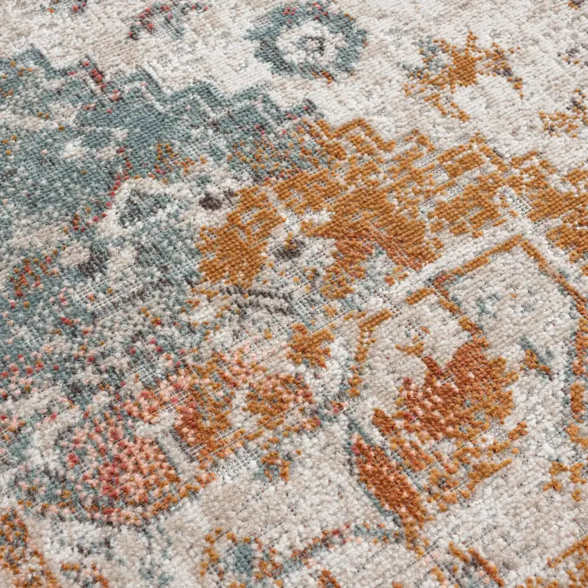 Beige Abstract Stain Resistant Indoor Outdoor Area Rug Photo 9
