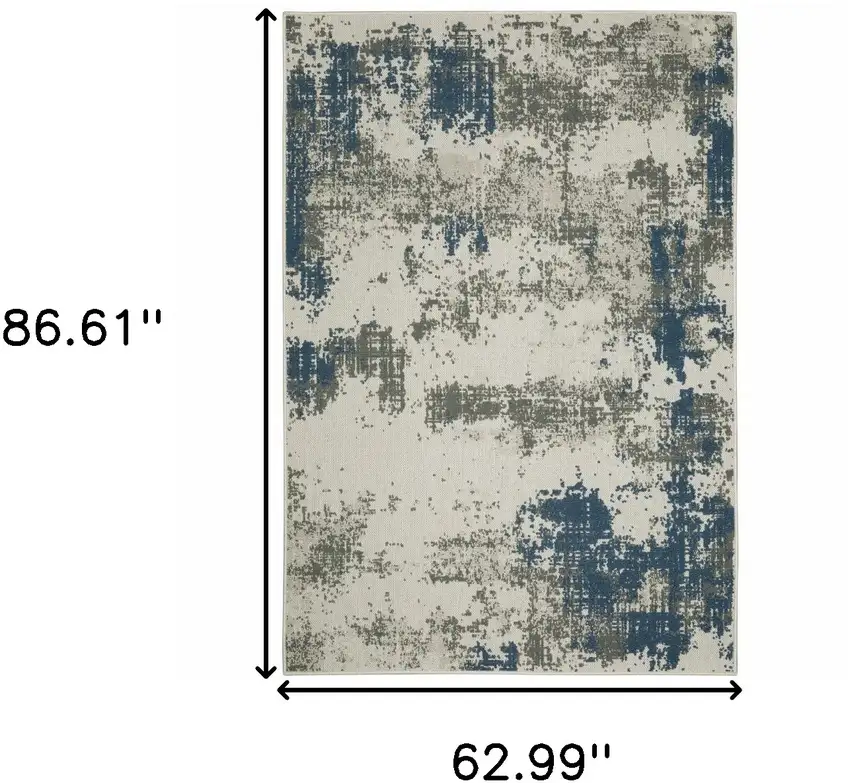 Beige Abstract Stain Resistant Indoor Outdoor Area Rug Photo 8