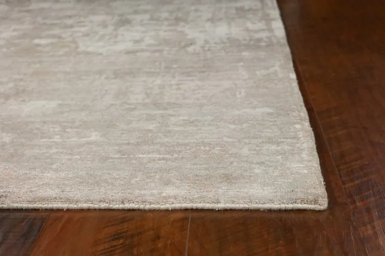 Beige Abstract Viscose Indoor Area Rug Photo 4