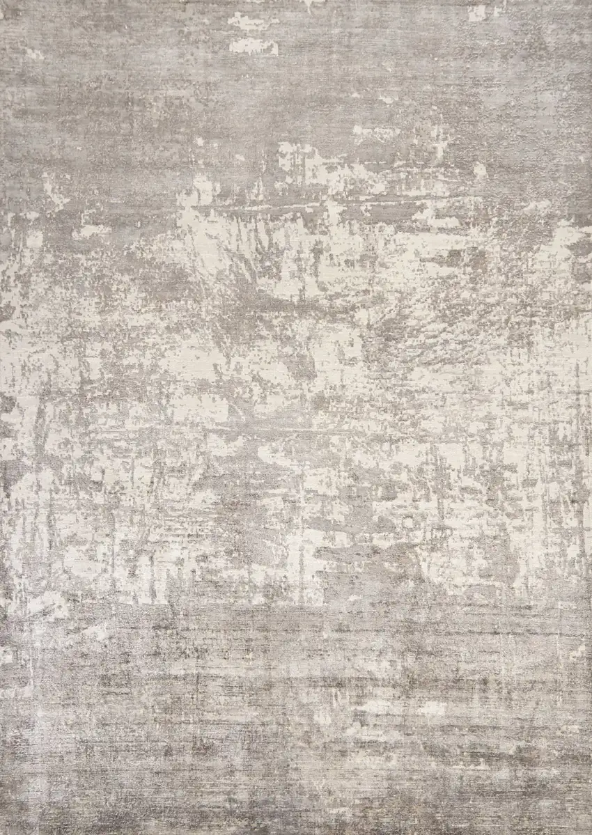 Beige Abstract Viscose Indoor Area Rug Photo 1