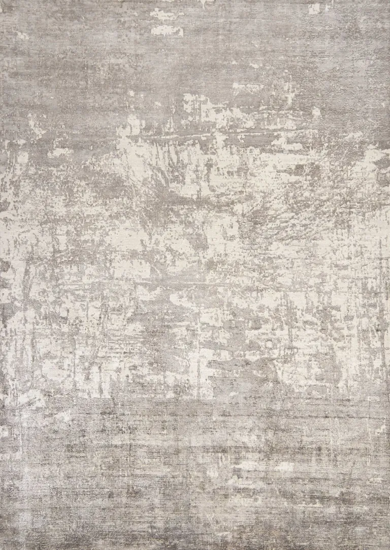 Beige Abstract Viscose Indoor Area Rug Photo 1