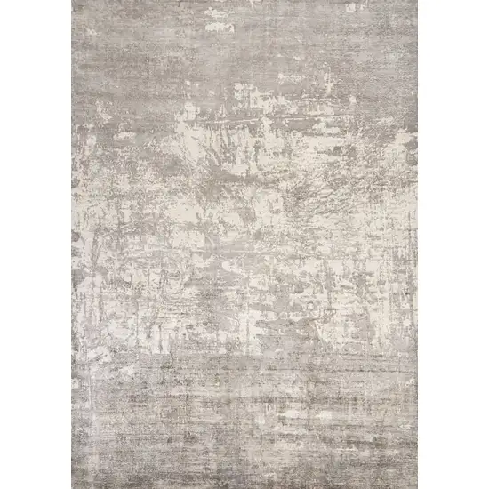 Beige Abstract Viscose Indoor Area Rug Photo 1