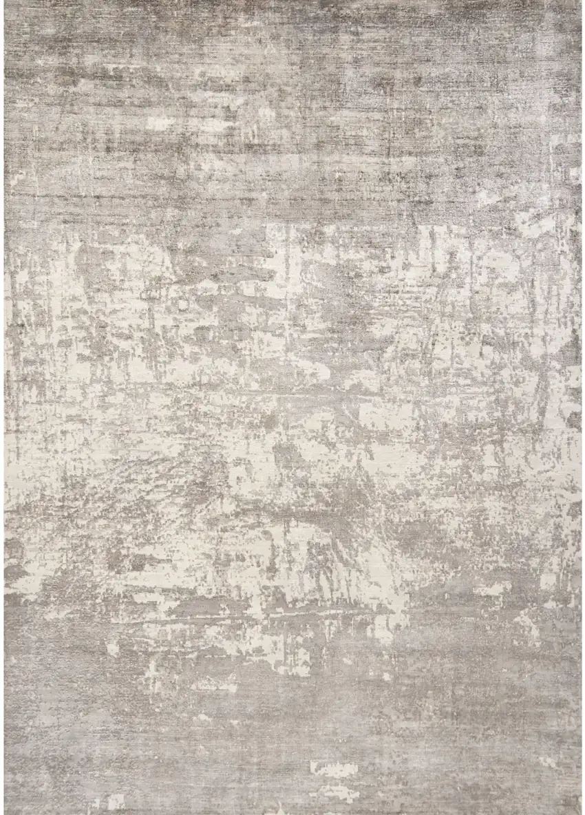 Beige Abstract Viscose Indoor Area Rug Photo 2