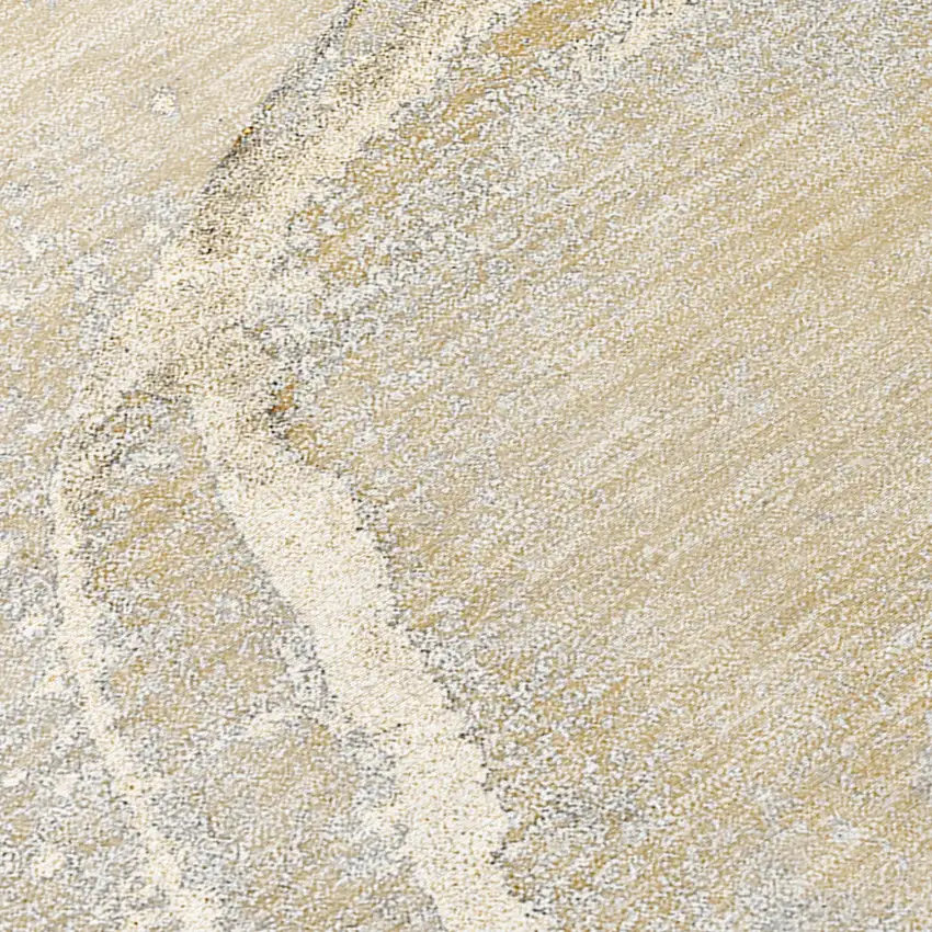 Beige Abstract Washable Indoor Outdoor Area Rug Photo 6