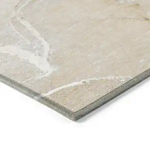 Photo of Beige Abstract Washable Indoor Outdoor Area Rug