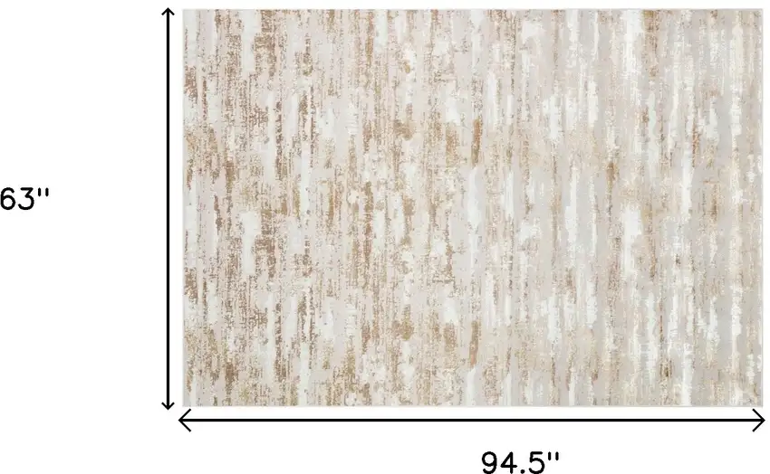 Beige Abstract Washable Non Skid Area Rug With Fringe Photo 7