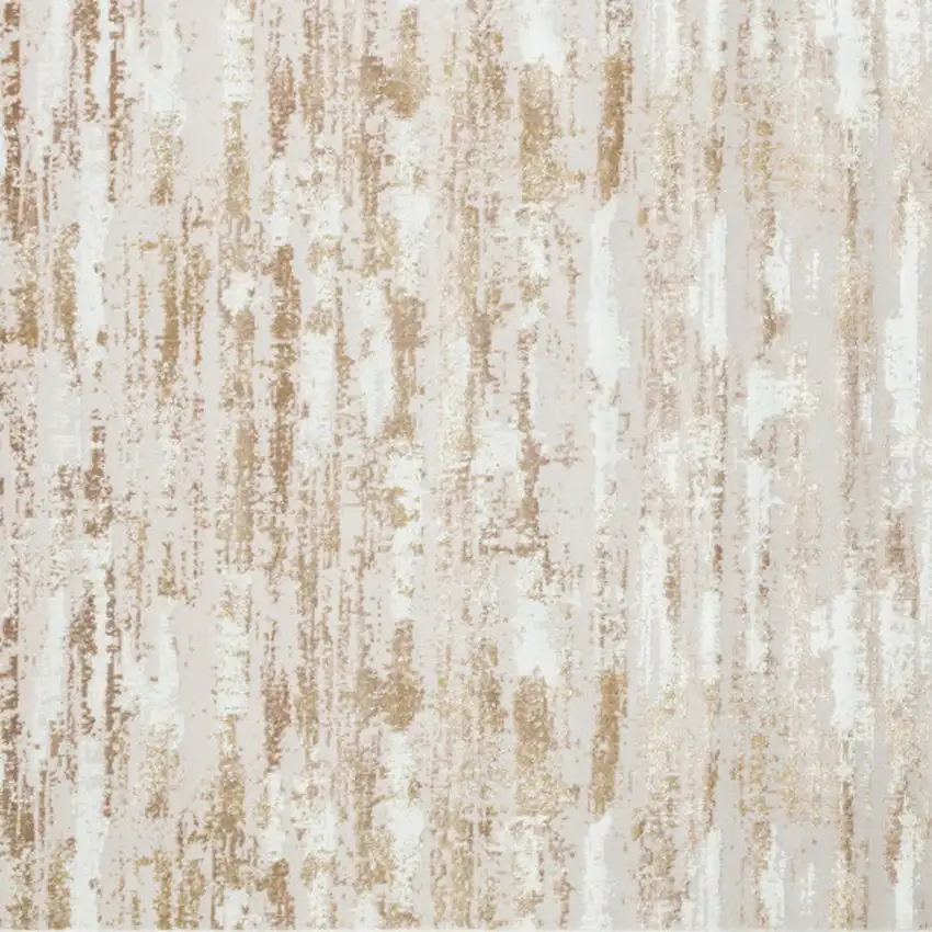 Beige Abstract Washable Non Skid Area Rug With Fringe Photo 5