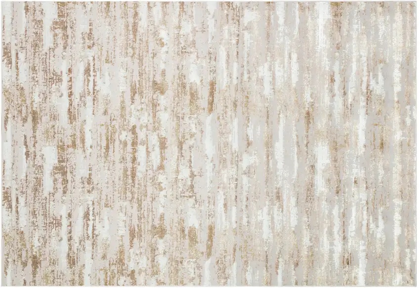 Beige Abstract Washable Non Skid Area Rug With Fringe Photo 2