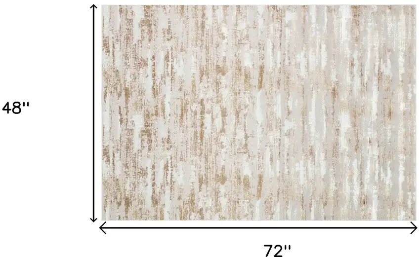 Beige Abstract Washable Non Skid Area Rug With Fringe Photo 7