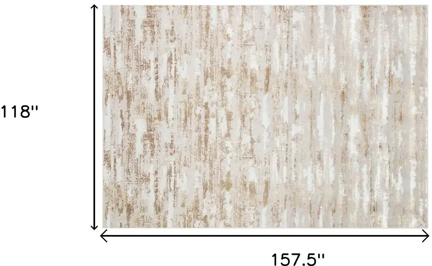 Beige Abstract Washable Non Skid Area Rug With Fringe Photo 6