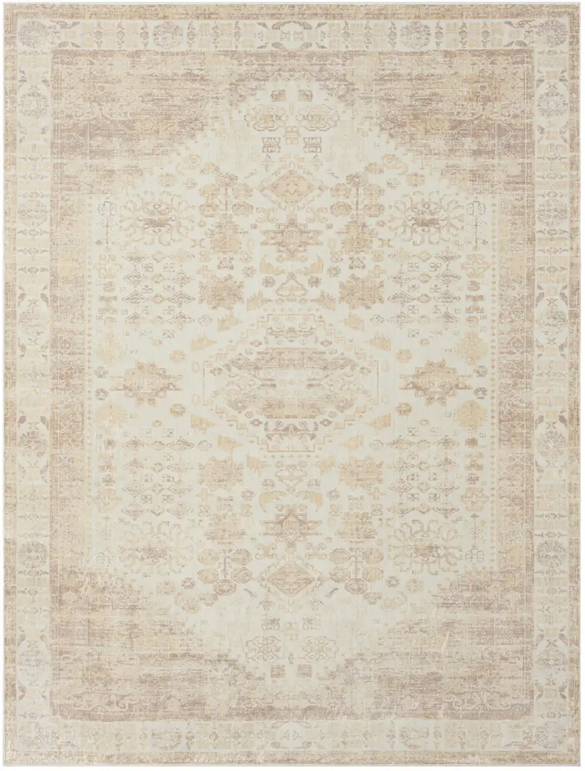 Beige Abstract Washable Non Skid Area Rug Photo 1