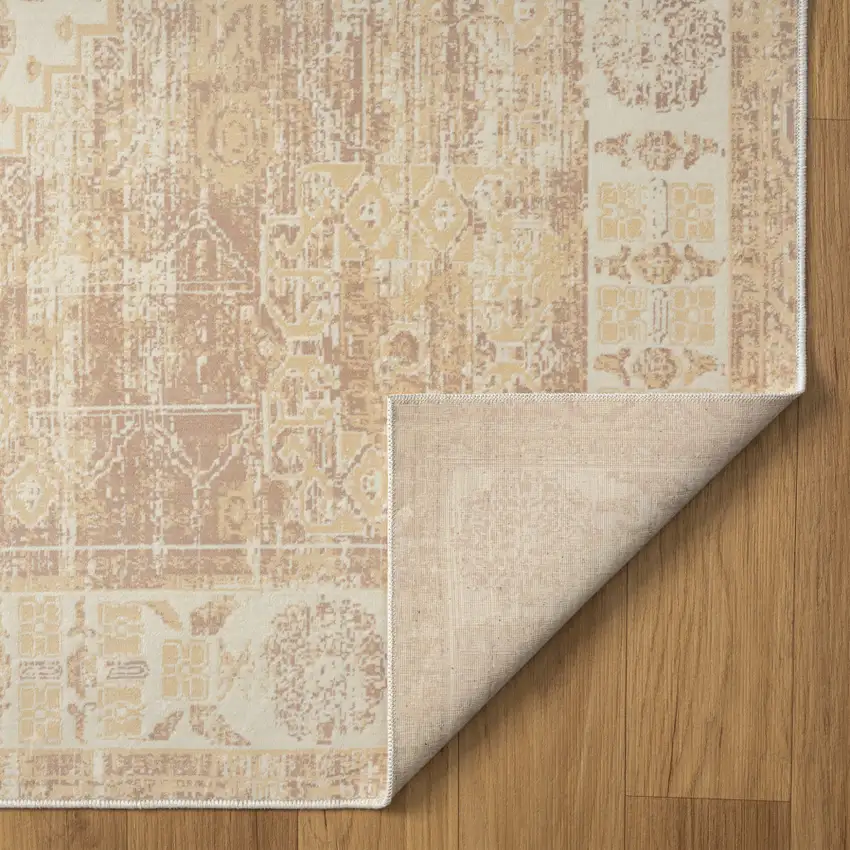 Beige Abstract Washable Non Skid Area Rug Photo 2