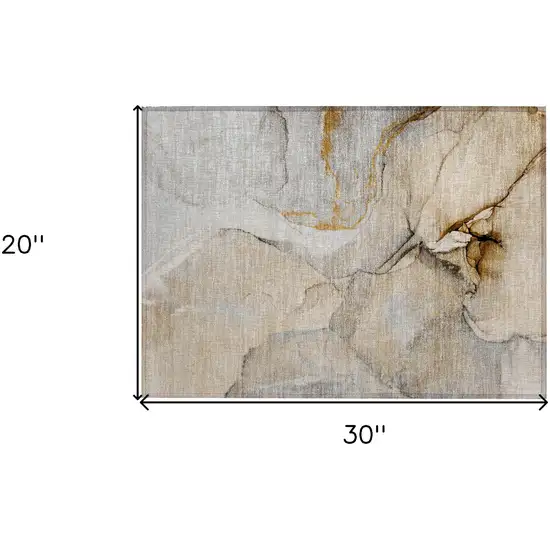 Beige Abstract Washable Non Skid Indoor Outdoor Area Rug Photo 3