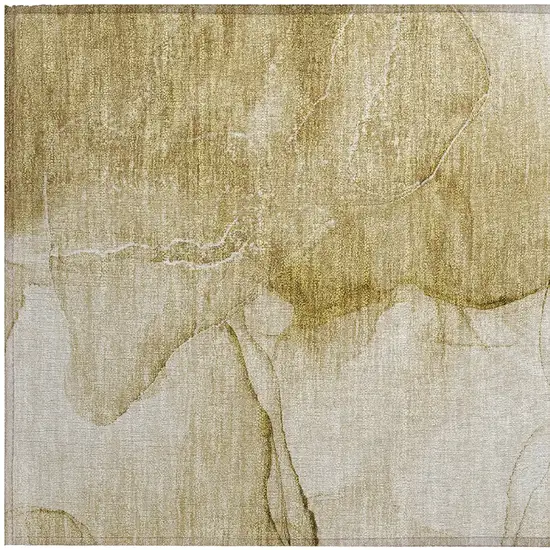 Beige Abstract Washable Non Skid Indoor Outdoor Area Rug Photo 7
