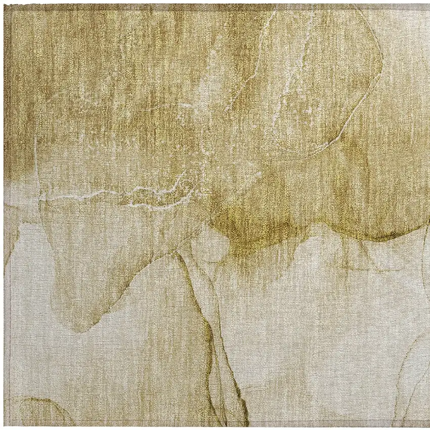 Beige Abstract Washable Non Skid Indoor Outdoor Area Rug Photo 7