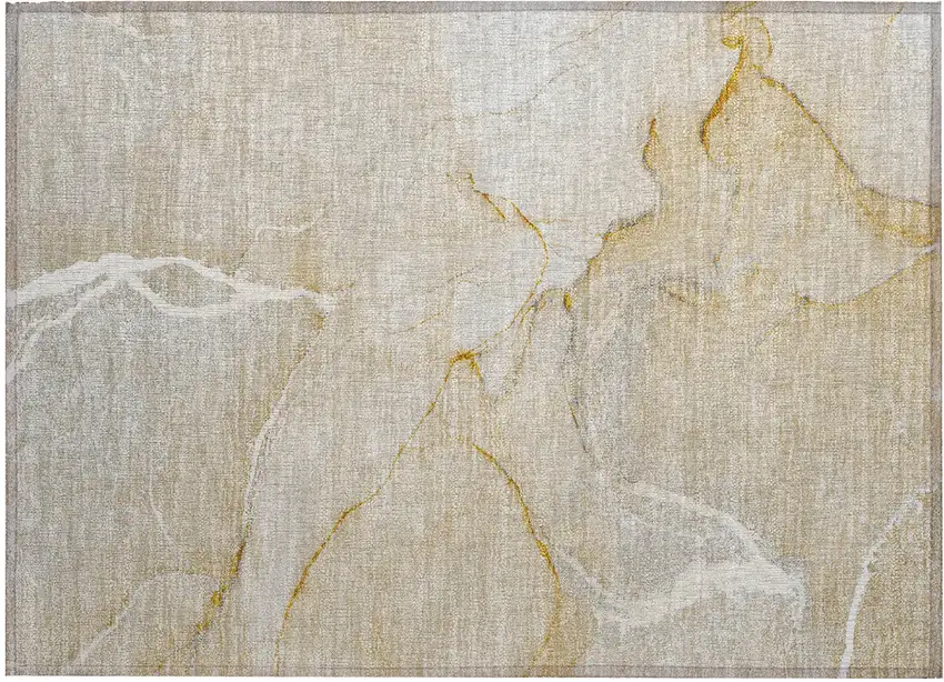 Beige Abstract Washable Non Skid Indoor Outdoor Area Rug Photo 1