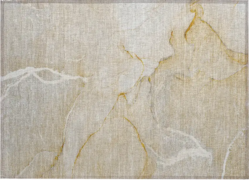 Beige Abstract Washable Non Skid Indoor Outdoor Area Rug Photo 1