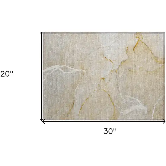 Beige Abstract Washable Non Skid Indoor Outdoor Area Rug Photo 8