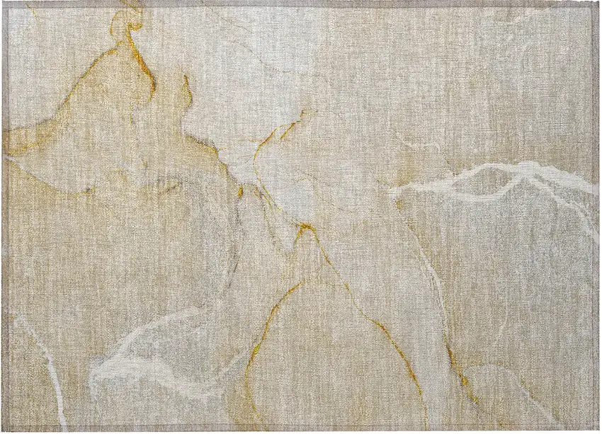Beige Abstract Washable Non Skid Indoor Outdoor Area Rug Photo 2