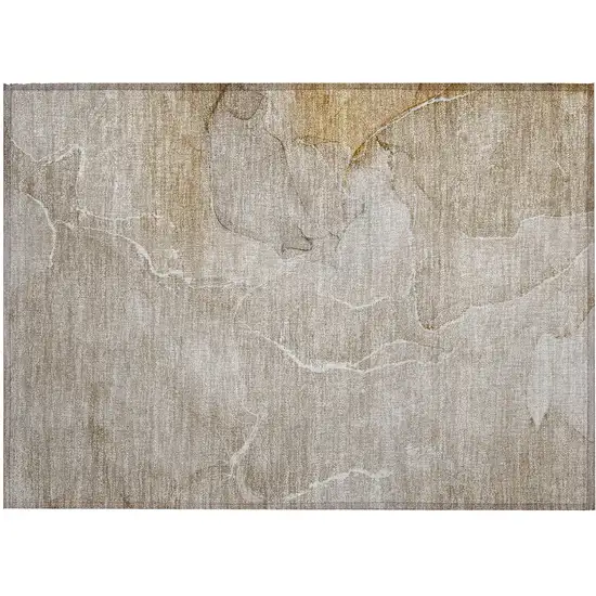 Beige Abstract Washable Non Skid Indoor Outdoor Area Rug Photo 2