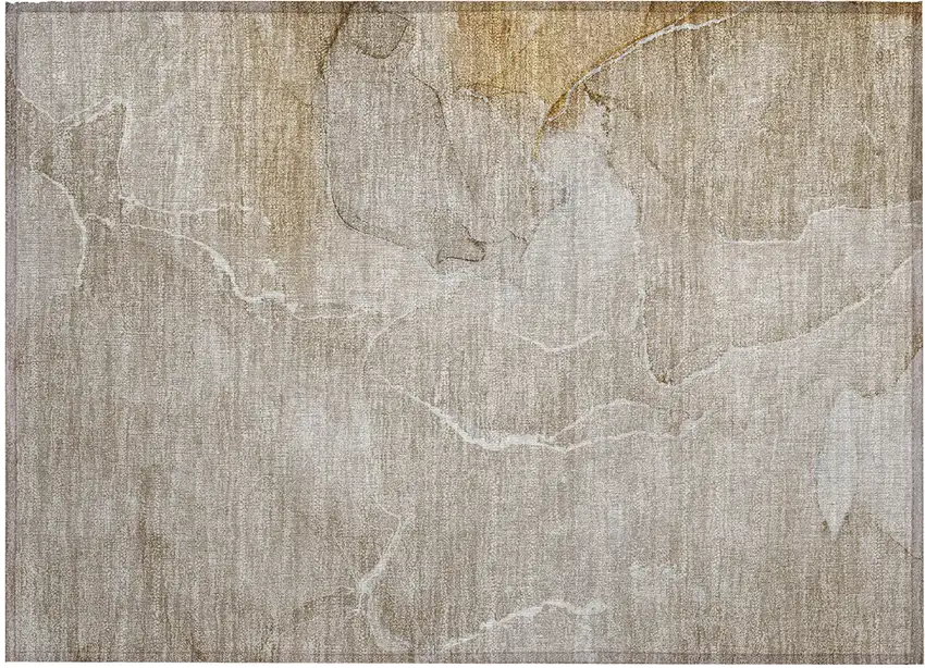 Beige Abstract Washable Non Skid Indoor Outdoor Area Rug Photo 2