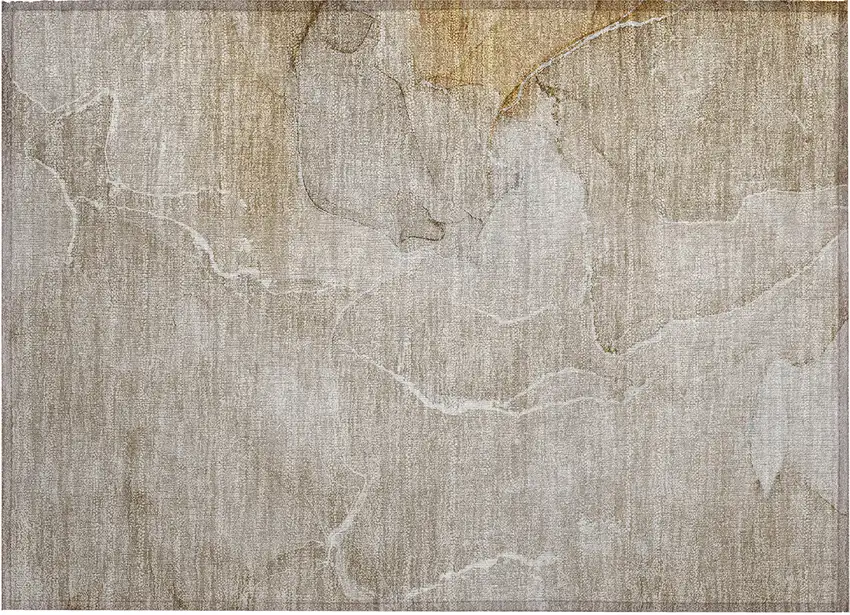 Beige Abstract Washable Non Skid Indoor Outdoor Area Rug Photo 2