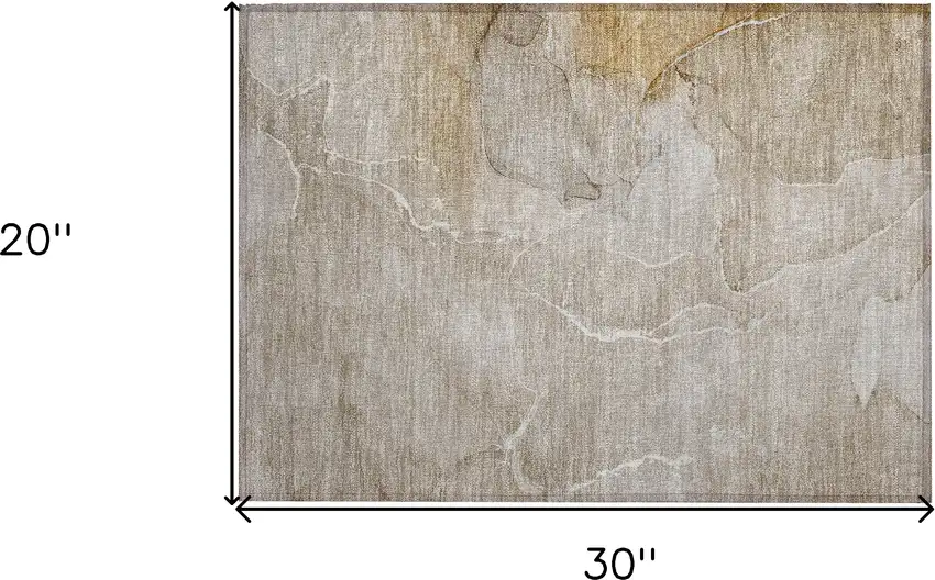 Beige Abstract Washable Non Skid Indoor Outdoor Area Rug Photo 3