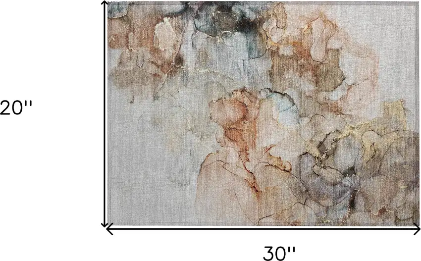 Beige Abstract Washable Non Skid Indoor Outdoor Area Rug Photo 3